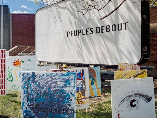 ‘People Stand Up!’ urban intervention on Rue Ontario and Rue Sanguinet, Montreal. 2011.